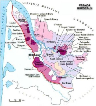 Mapa da Região de Bordeaux