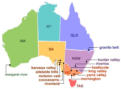 Regiões de Vinhos na Austrália