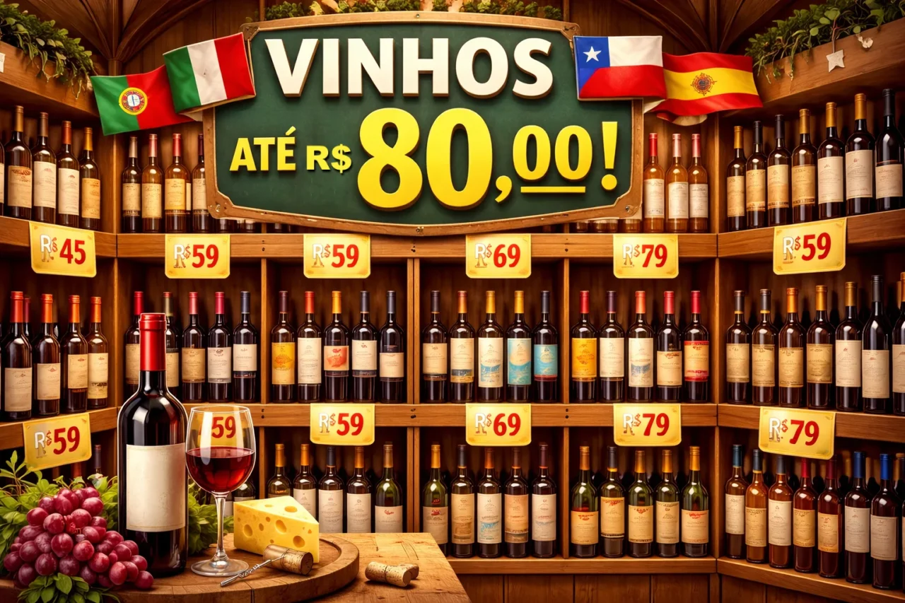 vinhos até R$ 80,00